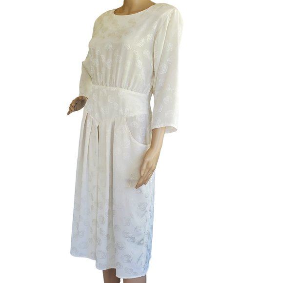 Vintage Charlee Allison Career Secretary Dress Women's M Pockets Shoulder Pads - Picture 2 of 12